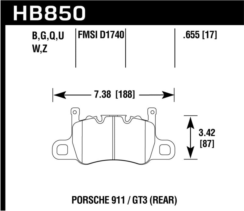 Hawk 2019 Porsche 911 /GT3  DTC-70 Race Rear Brake Pads