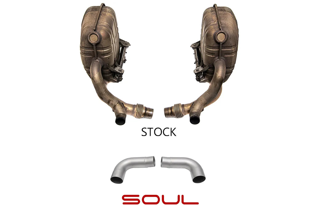 SOUL 05-08 Porsche 997.1 Carrera S Muffler Bypass Pipes - Reuse Tips (S Models Only)