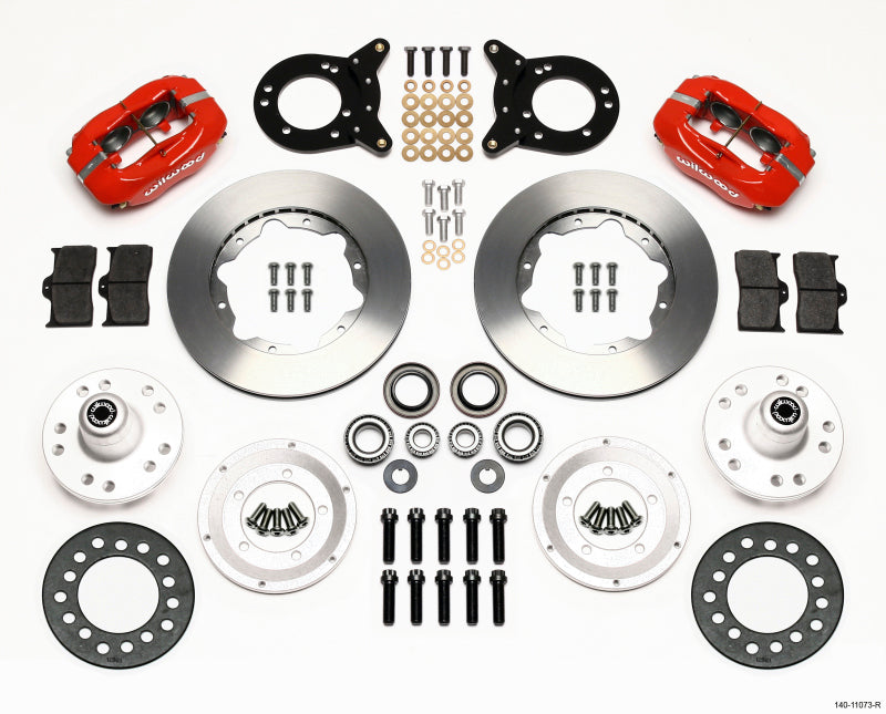 Wilwood Forged Dynalite Front Kit 11.00in Red 1970-1973 Mustang Disc & Drum Spindle