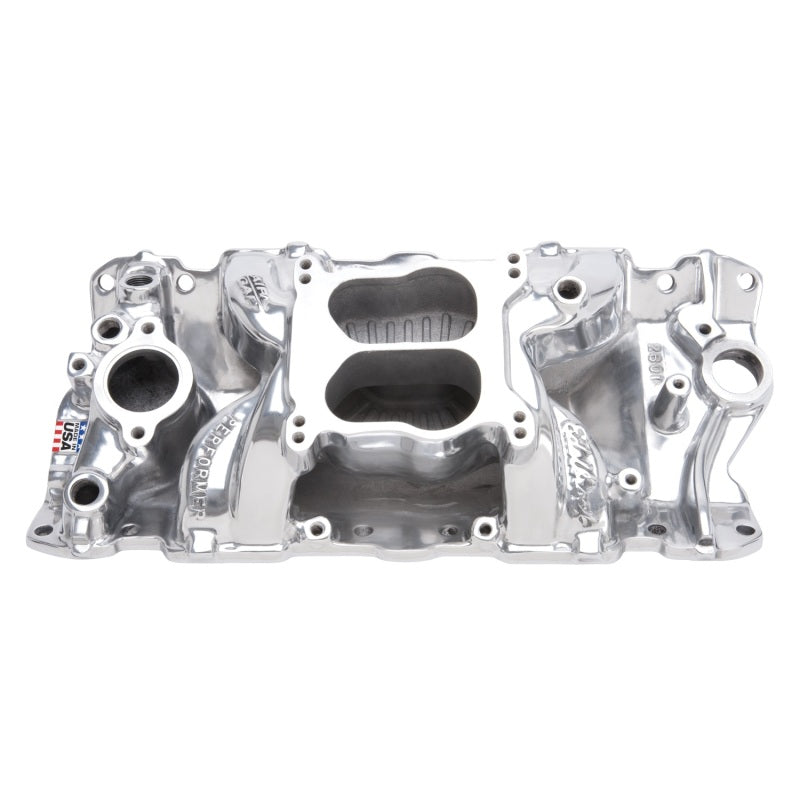 Edelbrock SBC Perf Air Gap Manifold Polished