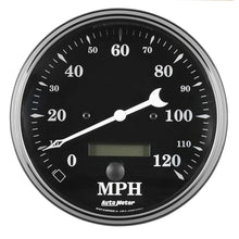 Load image into Gallery viewer, Auto Meter Gauge Speedo. 5in 120mph Elec. Prog. w/ LCD Odo Old Tyme Black