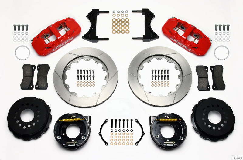 Wilwood AERO4 Rear P-Brake Kit 14.00in Red 2005-2014 Mustang