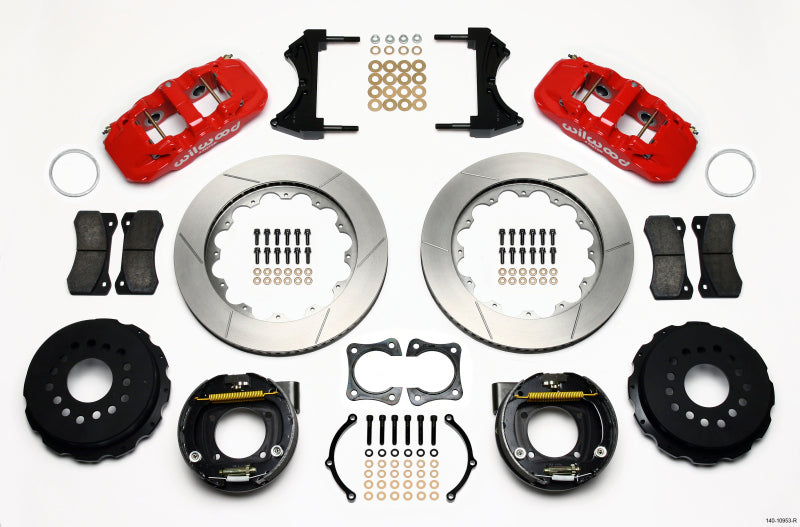 Wilwood AERO4 Rear P-Brake Kit 14.00in Red 58-64 Olds/Pontiac Ends 2.81in Offset