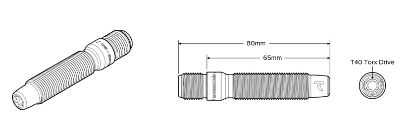 Raceseng Titanium Wheel Stud Conversion Kit - M14x1.25mm (80mm Length/Accommodates Max 15mm Spacer)