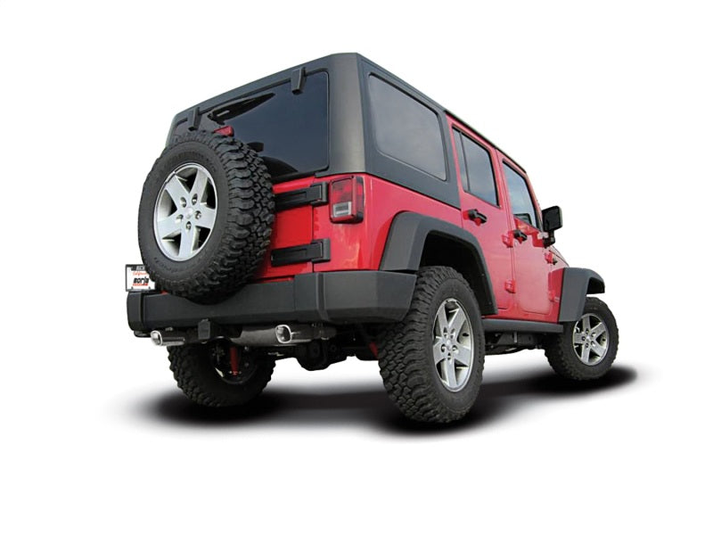 Borla 12-14 Jeep Wrangler JK 2Dr & 4Dr Rear Section ATAK Single Sqaure Rolled Angle-Cut Exit Exhaust