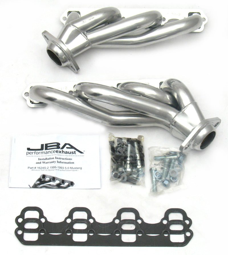 JBA 86-93 Ford Mustang 5.0L SBF 1-5/8in Primary Silver Ctd Cat4Ward Header