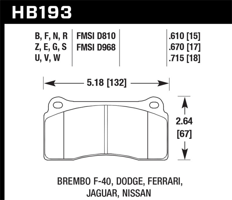 Hawk 09-16 Nissan GT-R Rear / 03-09 Dodge Viper SRT10 Fron & Rear HT-10  Race Brake Pads