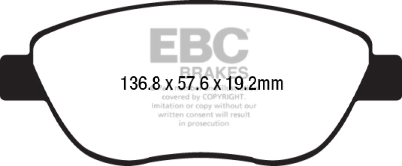 EBC 2014+ Fiat 500 1.4L Turbo Abarth Yellowstuff Front Brake Pads