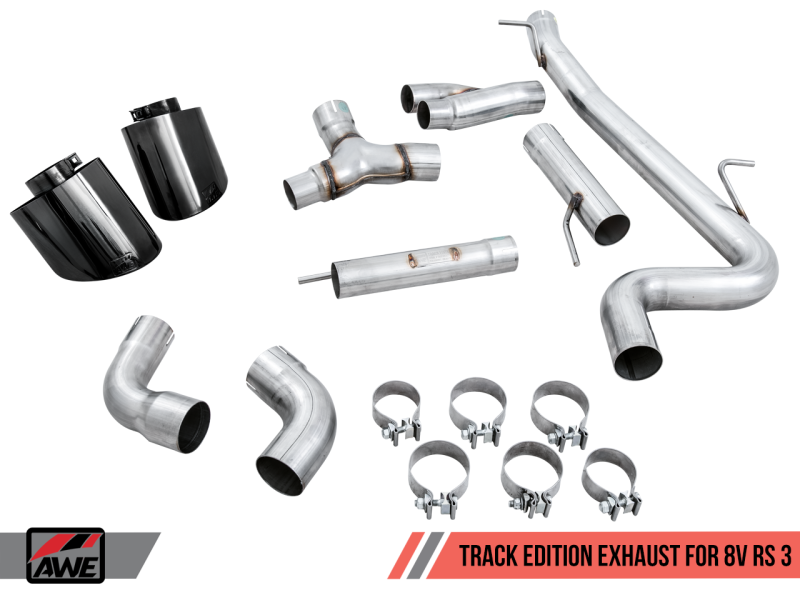 AWE Tuning Audi RS3 8V Track Edition Exhaust - Diamond Black RS-Style Tips