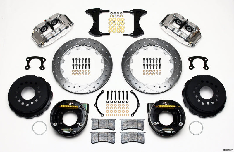 Wilwood Narrow Superlite 4R Rear P-Brk Kit 12.88in Drill Zinc Pol Big Ford New Style 2.50in Offset