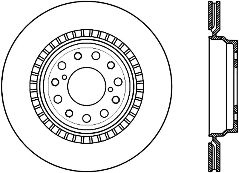 StopTech Sport Slot 07-09 Lexus LS460 / 09-12 Lexus LS Rear Left Slotted Cyro Rotor