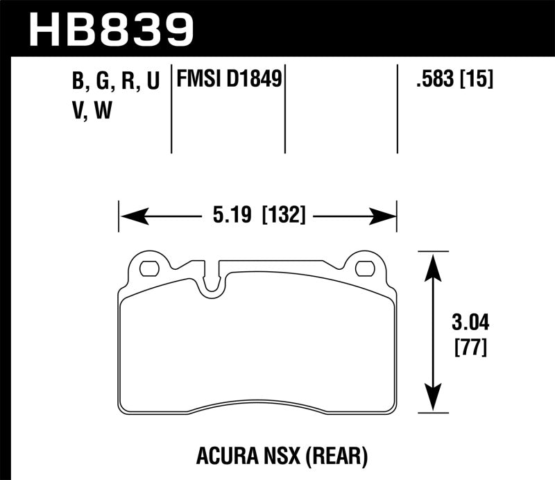 Hawk 2017+ Acura NSX DTC-60 Race Rear Brake Pads