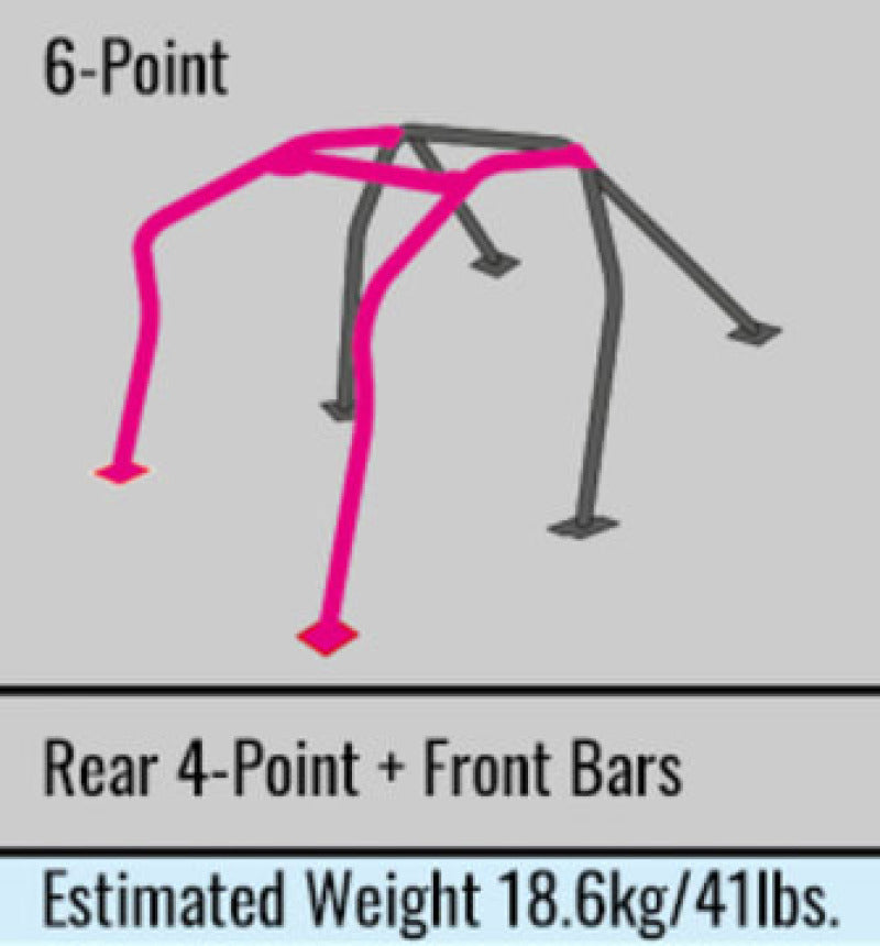 Cusco 2 Passenger 6Pt Chromoly Dash Escape Roll Cage Ver. 4 93-00 Subaru Impreza Coupe w/o Sunroof