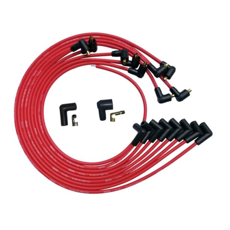 Moroso SBC Under Header 90 Plug Non-HEI Ultra Spark Plug Wire Set - Red