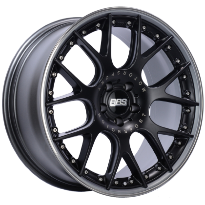 BBS CH-RII 22x11.5 5x112 ET38 Satin Black Center Platinum Lip SS Rim Protector Wheel - 82mm PFS Req.