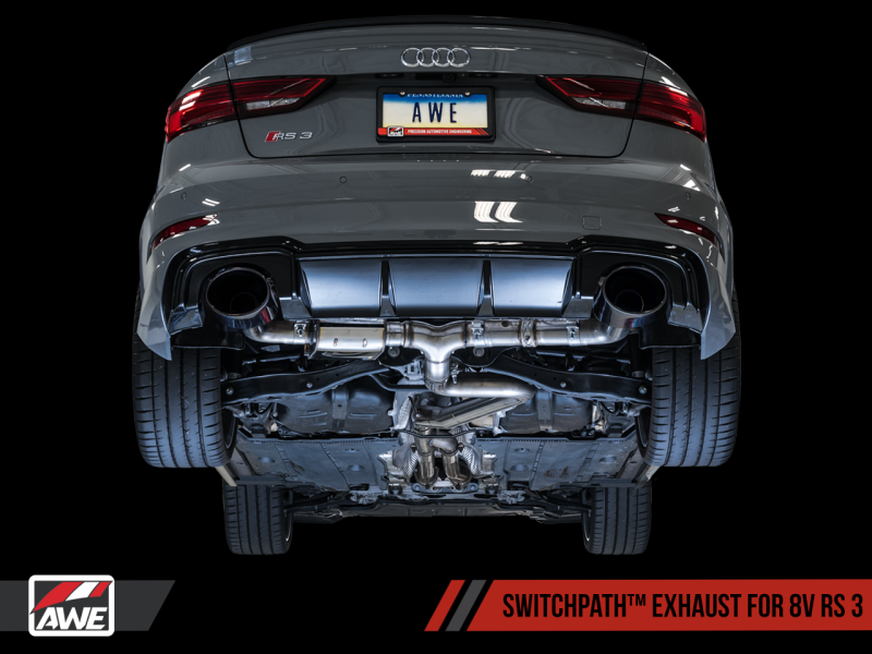 AWE Tuning Audi RS3 8V SwitchPath Exhaust - Diamond Black RS-Style Tips