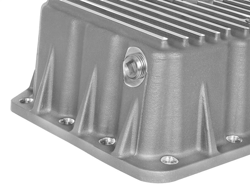 aFe Street Series Engine Oil Pan Raw w/ Machined Fins; 11-17 Ford Powerstroke V8-6.7L (td)